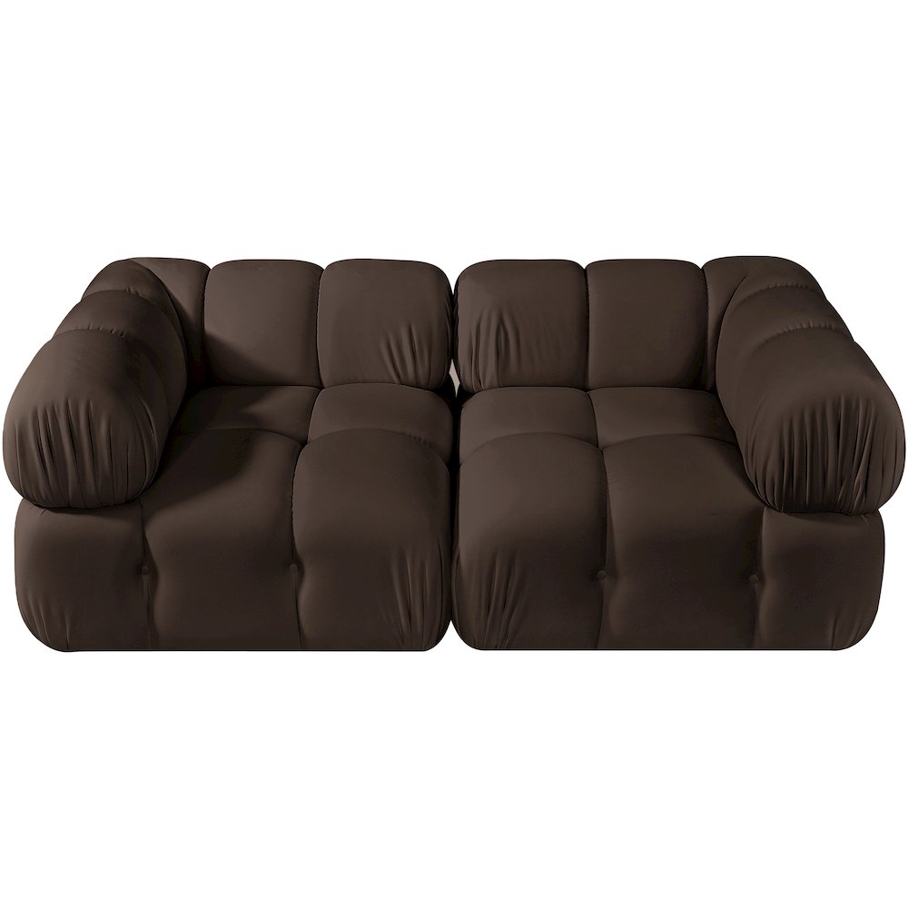 Orin Brown Velvet Performance Fabric Upholstered 2 pc. Modular Sofa