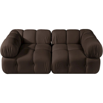 Orin Brown Velvet Performance Fabric Upholstered 2 pc. Modular Sofa
