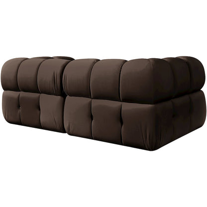 Orin Brown Velvet Performance Fabric Upholstered 2 pc. Modular Sofa