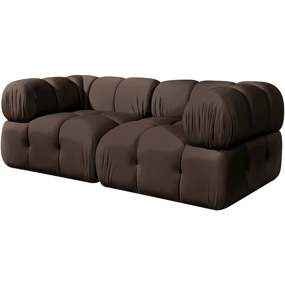 Orin Brown Velvet Performance Fabric Upholstered 2 pc. Modular Sofa