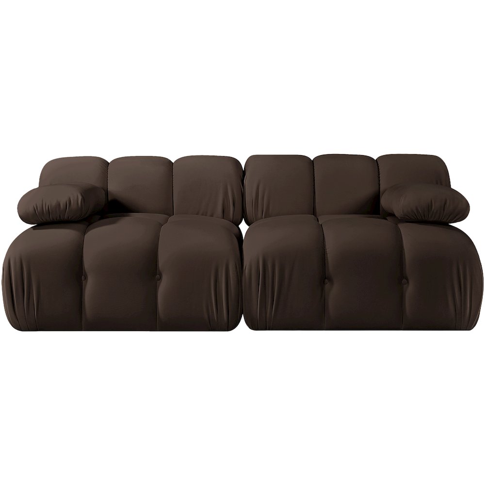 Orin Brown Velvet Performance Fabric Upholstered 2 pc. Modular Sofa