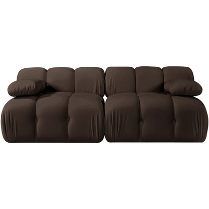 Orin Brown Velvet Performance Fabric Upholstered 2 pc. Modular Sofa