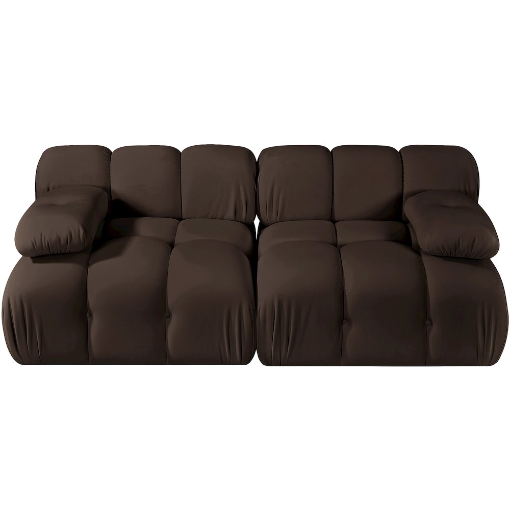 Orin Brown Velvet Performance Fabric Upholstered 2 pc. Modular Sofa