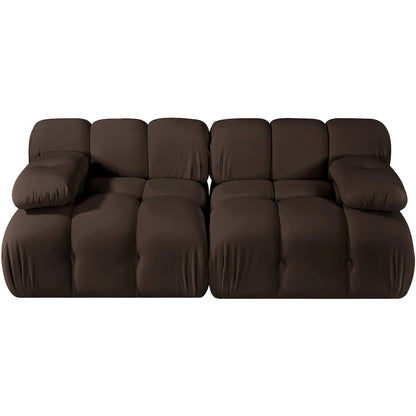 Orin Brown Velvet Performance Fabric Upholstered 2 pc. Modular Sofa