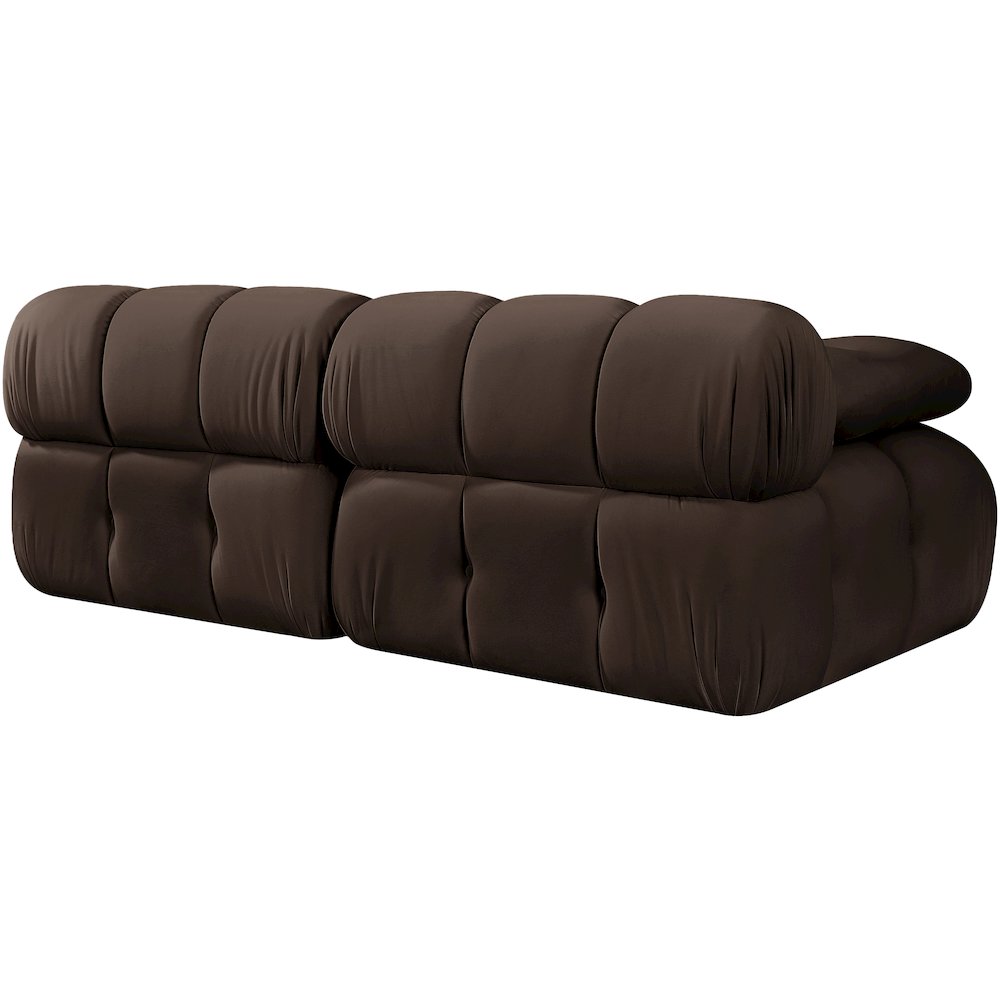 Orin Brown Velvet Performance Fabric Upholstered 2 pc. Modular Sofa