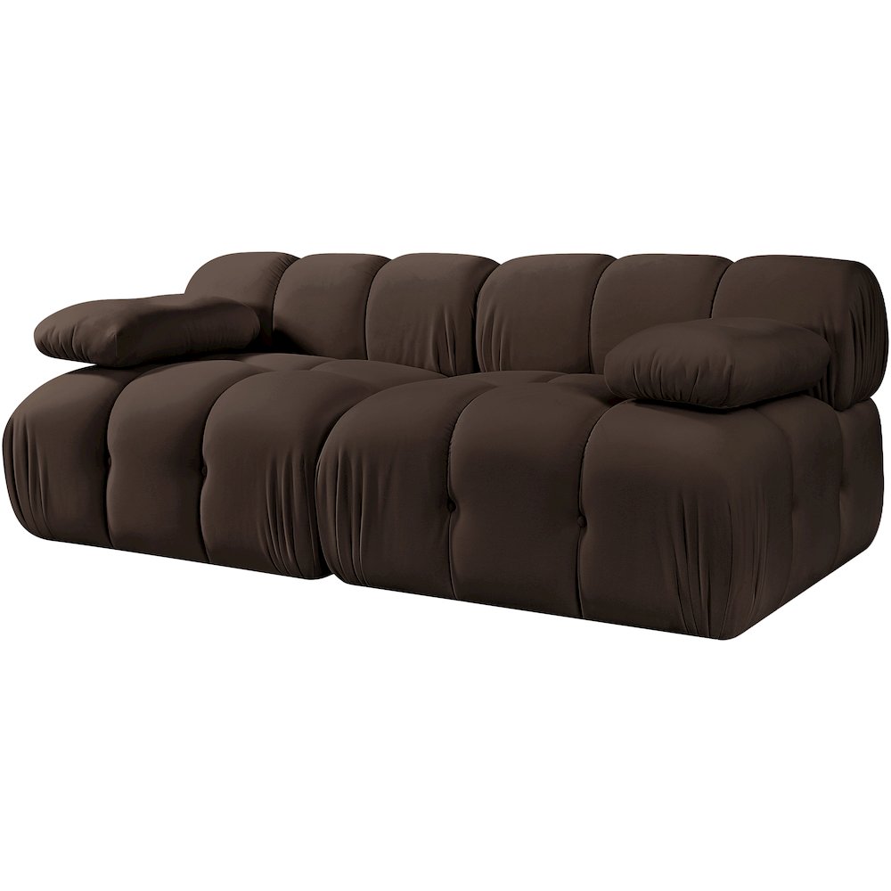 Orin Brown Velvet Performance Fabric Upholstered 2 pc. Modular Sofa