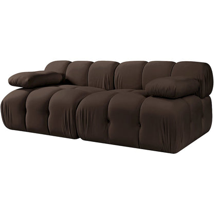 Orin Brown Velvet Performance Fabric Upholstered 2 pc. Modular Sofa