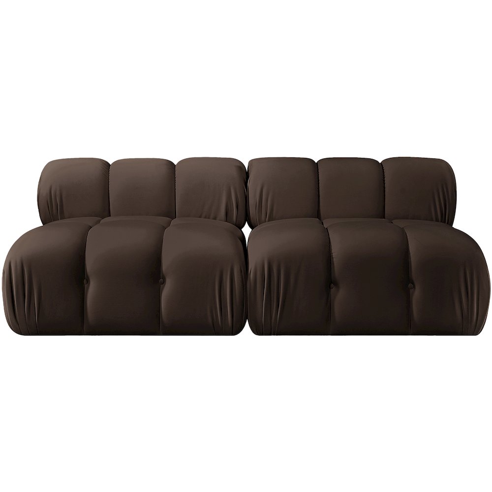 Orin Brown Velvet Performance Fabric Upholstered 2 pc. Modular Sofa