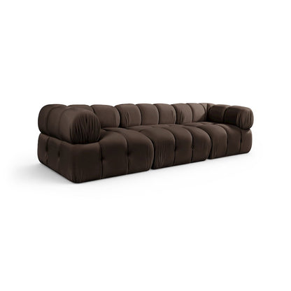 Orin Brown Velvet Performance Fabric Upholstered 3 pc. Modular Sofa