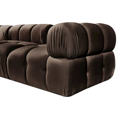 Orin Brown Velvet Performance Fabric Upholstered 3 pc. Modular Sofa