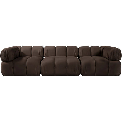 Orin Brown Velvet Performance Fabric Upholstered 3 pc. Modular Sofa