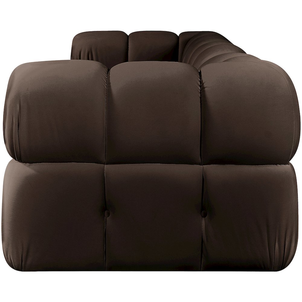 Orin Brown Velvet Performance Fabric Upholstered 3 pc. Modular Sofa