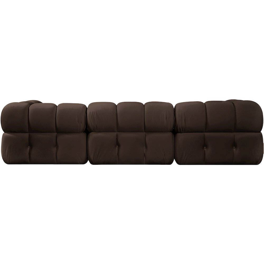 Orin Brown Velvet Performance Fabric Upholstered 3 pc. Modular Sofa