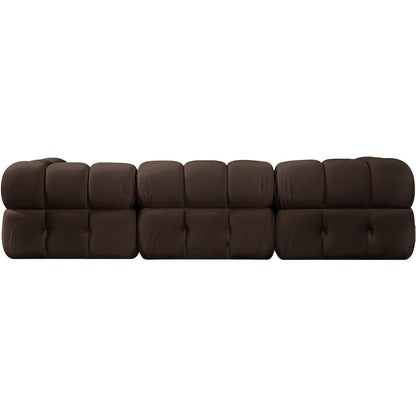 Orin Brown Velvet Performance Fabric Upholstered 3 pc. Modular Sofa