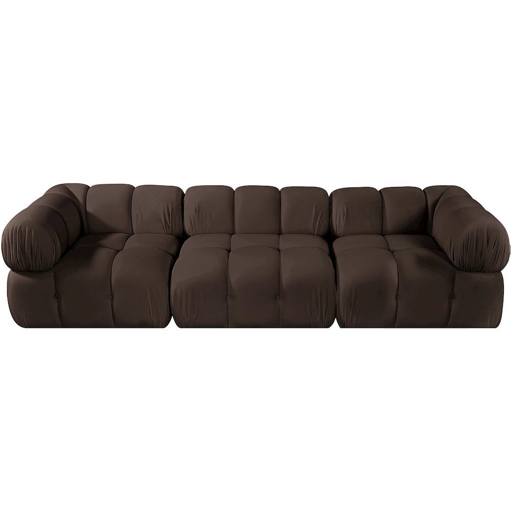 Orin Brown Velvet Performance Fabric Upholstered 3 pc. Modular Sofa