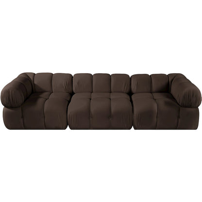 Orin Brown Velvet Performance Fabric Upholstered 3 pc. Modular Sofa