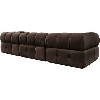 Orin Brown Velvet Performance Fabric Upholstered 3 pc. Modular Sofa