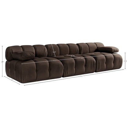 Orin Brown Velvet Performance Fabric Upholstered 3 pc. Modular Sofa