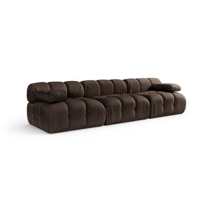 Orin Brown Velvet Performance Fabric Upholstered 3 pc. Modular Sofa