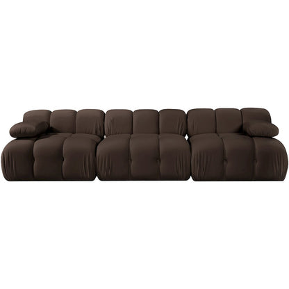 Orin Brown Velvet Performance Fabric Upholstered 3 pc. Modular Sofa