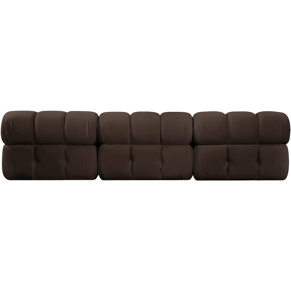 Orin Brown Velvet Performance Fabric Upholstered 3 pc. Modular Sofa