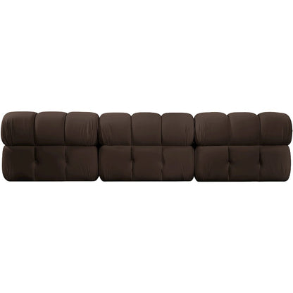 Orin Brown Velvet Performance Fabric Upholstered 3 pc. Modular Sofa