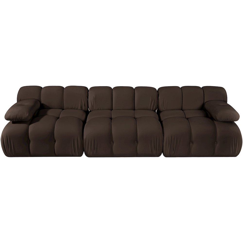 Orin Brown Velvet Performance Fabric Upholstered 3 pc. Modular Sofa