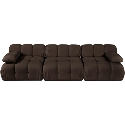 Orin Brown Velvet Performance Fabric Upholstered 3 pc. Modular Sofa