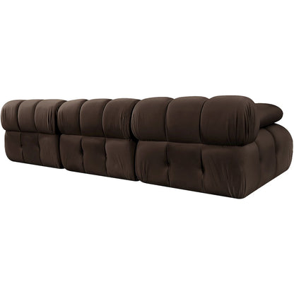 Orin Brown Velvet Performance Fabric Upholstered 3 pc. Modular Sofa