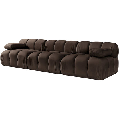 Orin Brown Velvet Performance Fabric Upholstered 3 pc. Modular Sofa