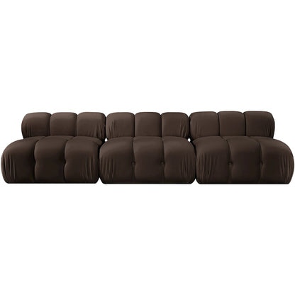 Orin Brown Velvet Performance Fabric Upholstered 3 pc. Modular Sofa