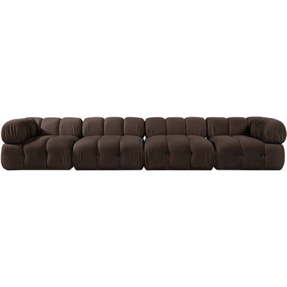 Orin Brown Velvet Performance Fabric Upholstered 4 pc. Modular Sofa