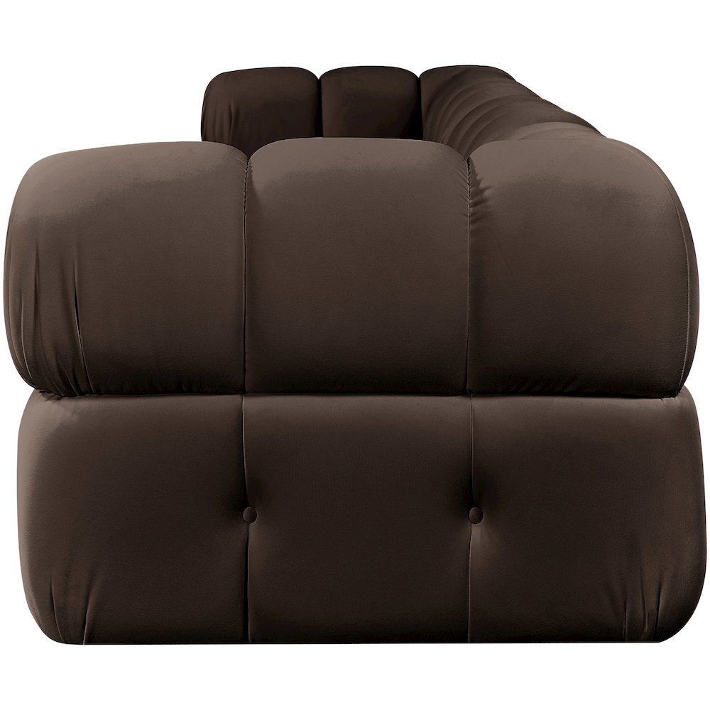 Orin Brown Velvet Performance Fabric Upholstered 4 pc. Modular Sofa