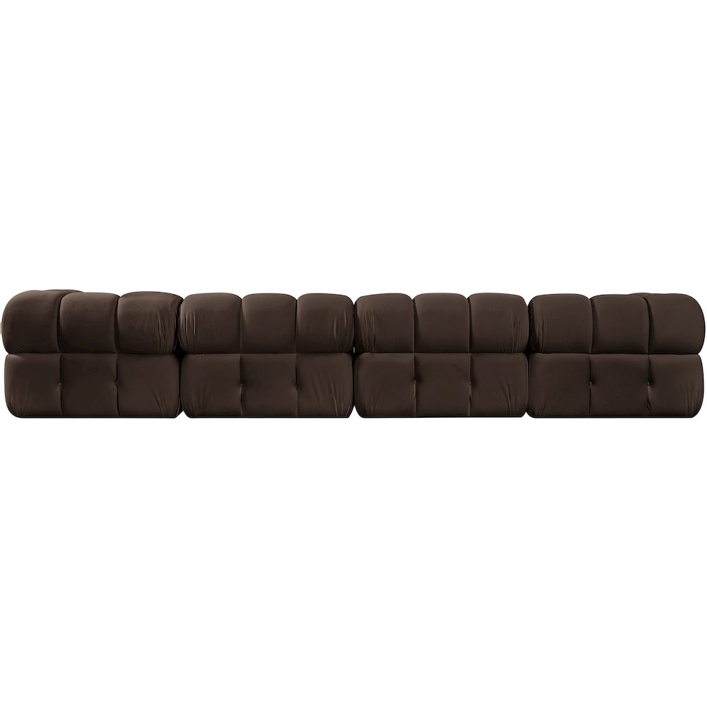 Orin Brown Velvet Performance Fabric Upholstered 4 pc. Modular Sofa