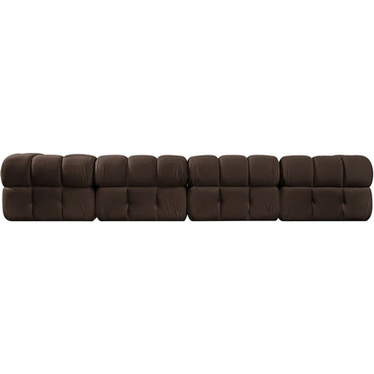 Orin Brown Velvet Performance Fabric Upholstered 4 pc. Modular Sofa