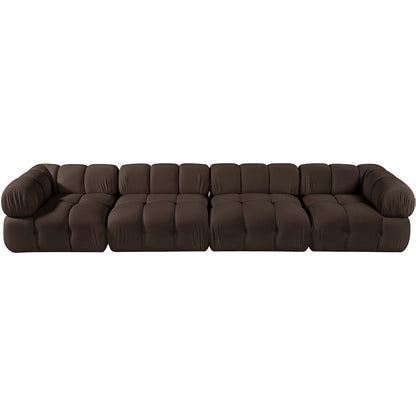 Orin Brown Velvet Performance Fabric Upholstered 4 pc. Modular Sofa