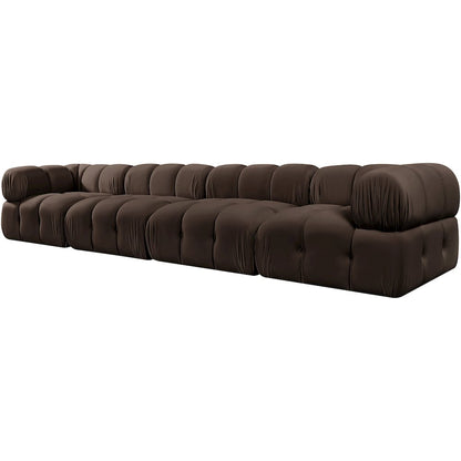Orin Brown Velvet Performance Fabric Upholstered 4 pc. Modular Sofa