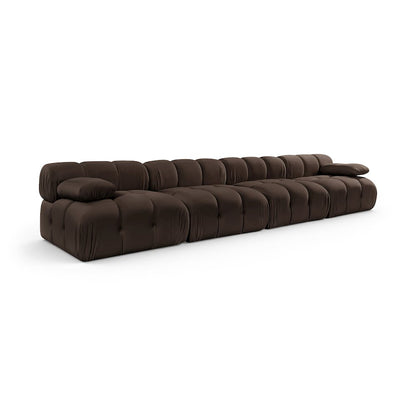 Orin Brown Velvet Performance Fabric Upholstered 4 pc. Modular Sofa