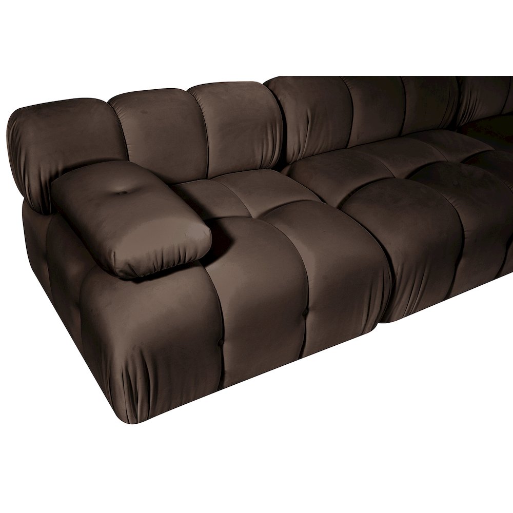 Orin Brown Velvet Performance Fabric Upholstered 4 pc. Modular Sofa
