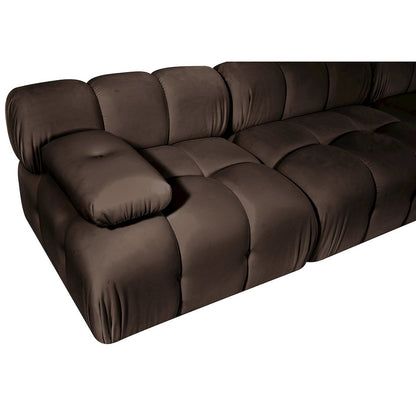 Orin Brown Velvet Performance Fabric Upholstered 4 pc. Modular Sofa