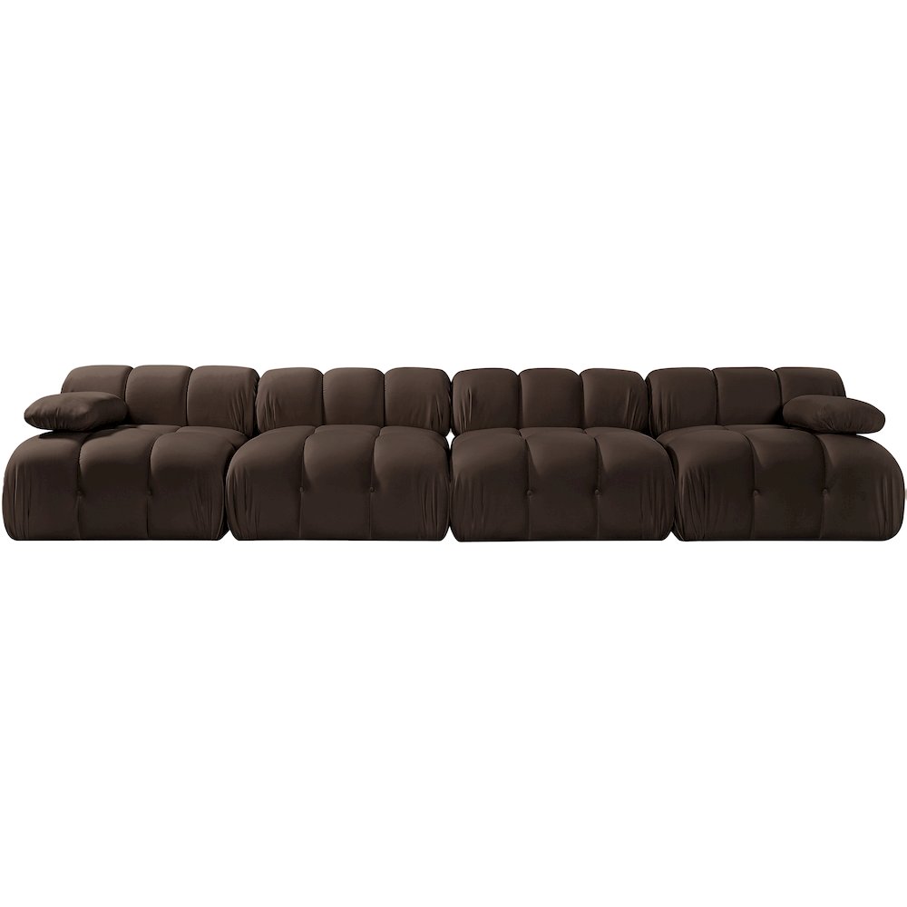 Orin Brown Velvet Performance Fabric Upholstered 4 pc. Modular Sofa