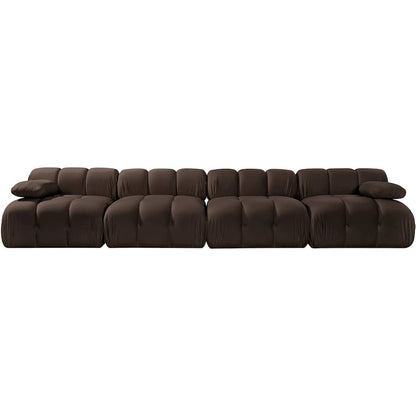 Orin Brown Velvet Performance Fabric Upholstered 4 pc. Modular Sofa