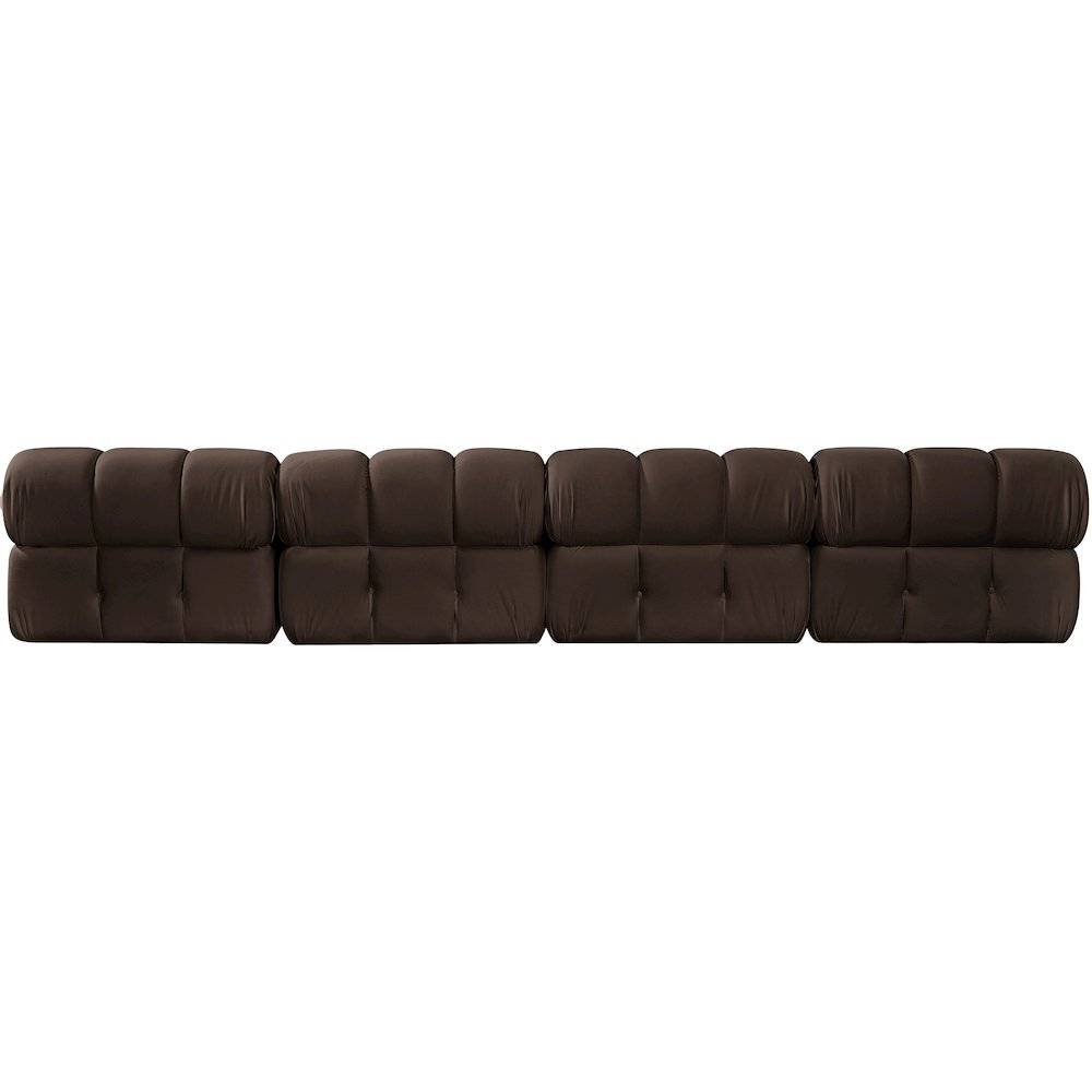 Orin Brown Velvet Performance Fabric Upholstered 4 pc. Modular Sofa