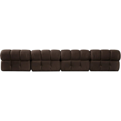 Orin Brown Velvet Performance Fabric Upholstered 4 pc. Modular Sofa