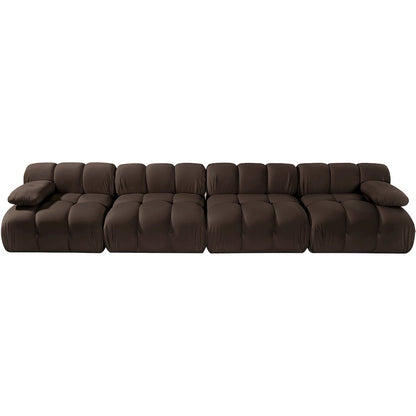 Orin Brown Velvet Performance Fabric Upholstered 4 pc. Modular Sofa