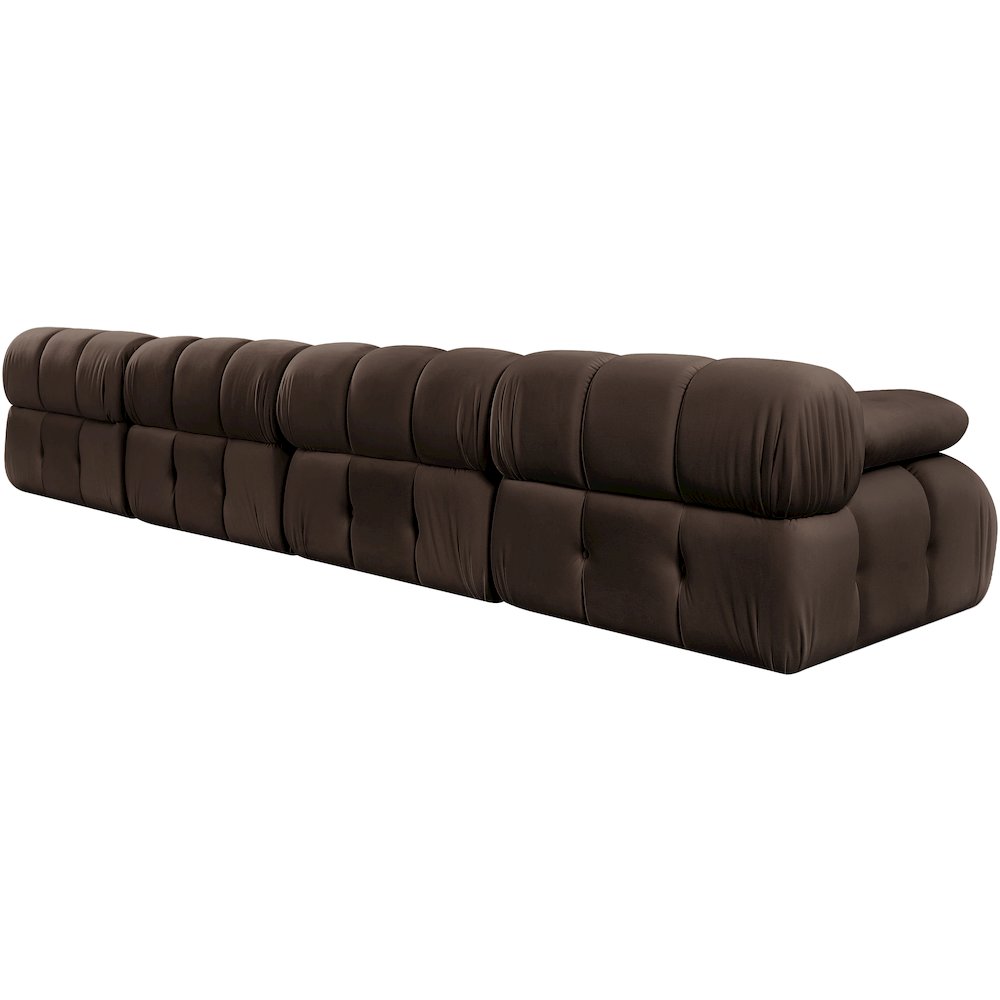 Orin Brown Velvet Performance Fabric Upholstered 4 pc. Modular Sofa