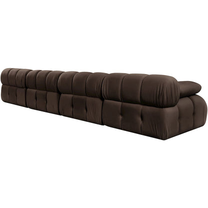 Orin Brown Velvet Performance Fabric Upholstered 4 pc. Modular Sofa