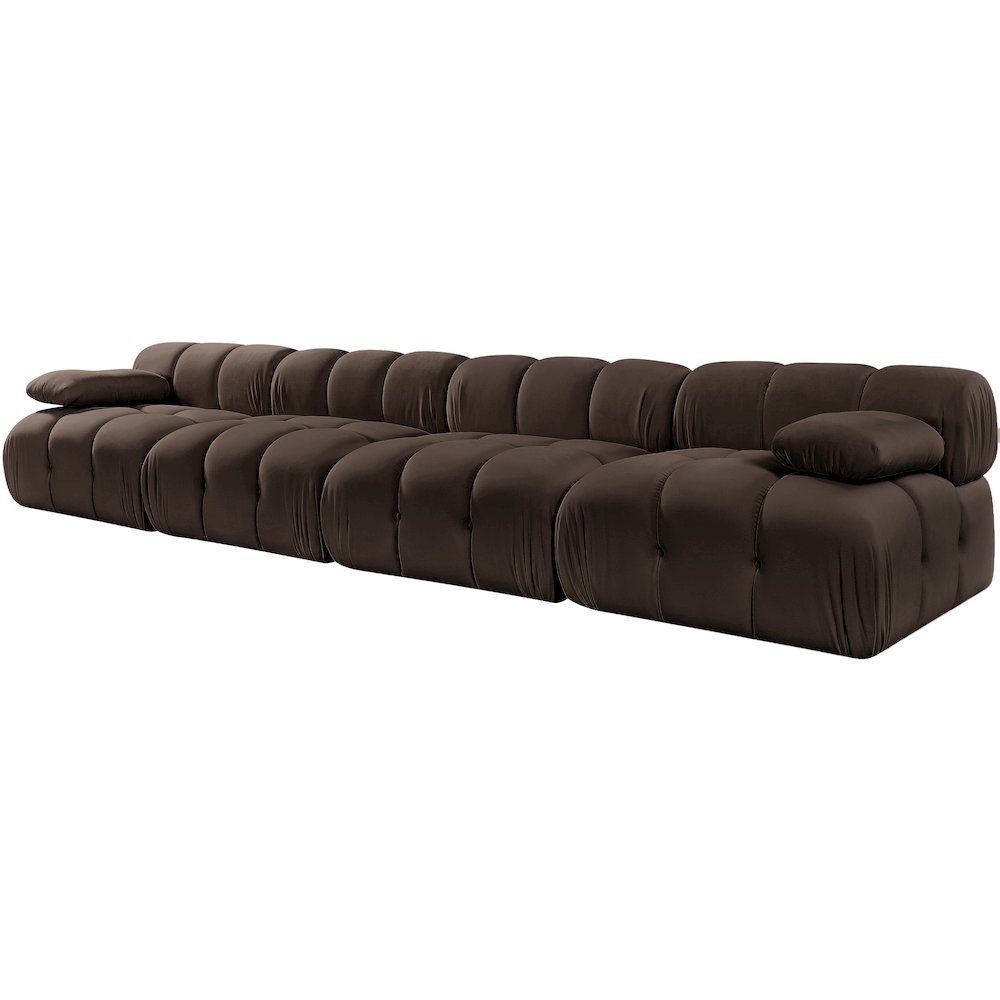 Orin Brown Velvet Performance Fabric Upholstered 4 pc. Modular Sofa