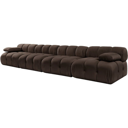 Orin Brown Velvet Performance Fabric Upholstered 4 pc. Modular Sofa