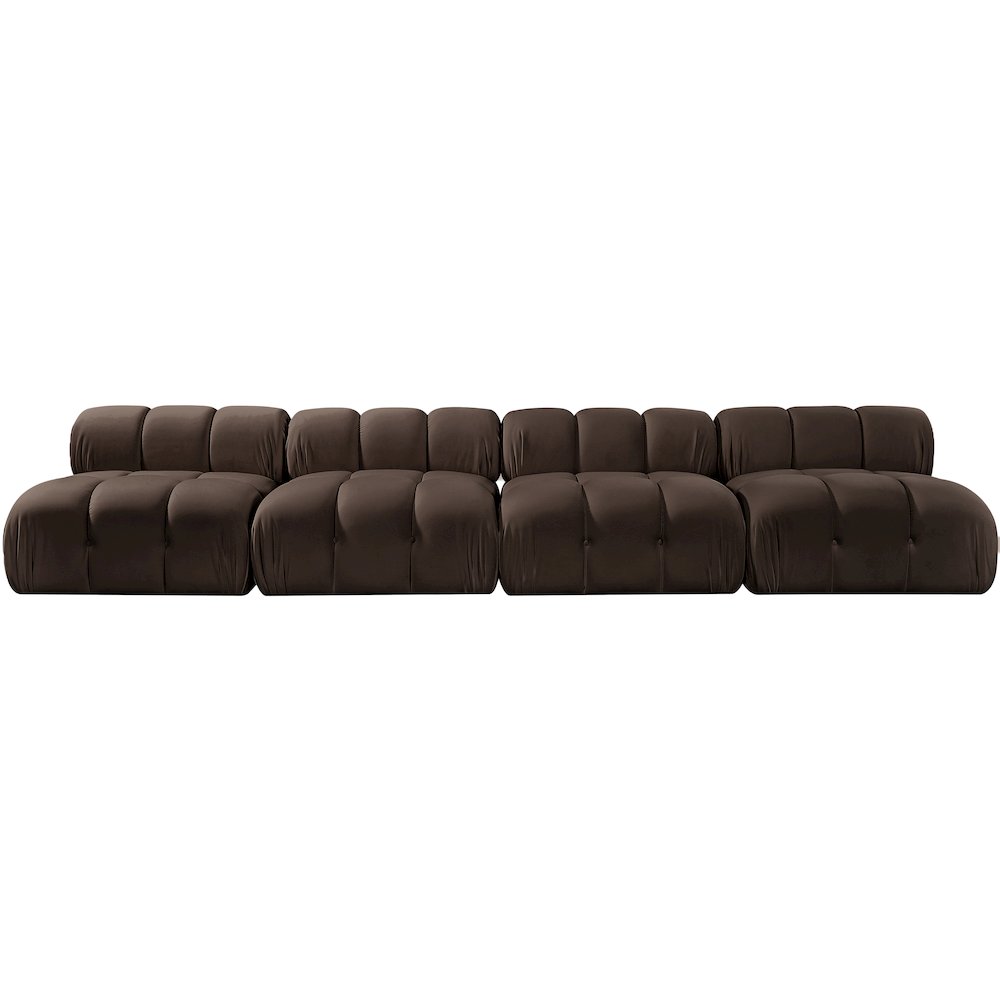 Orin Brown Velvet Performance Fabric Upholstered 4 pc. Modular Sofa